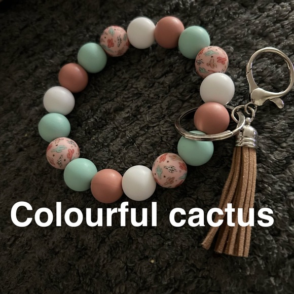 Hand Crafted Beaded Keychain Bracelets - Pink, Blue, Purple, Gold - Picture 11 of 16